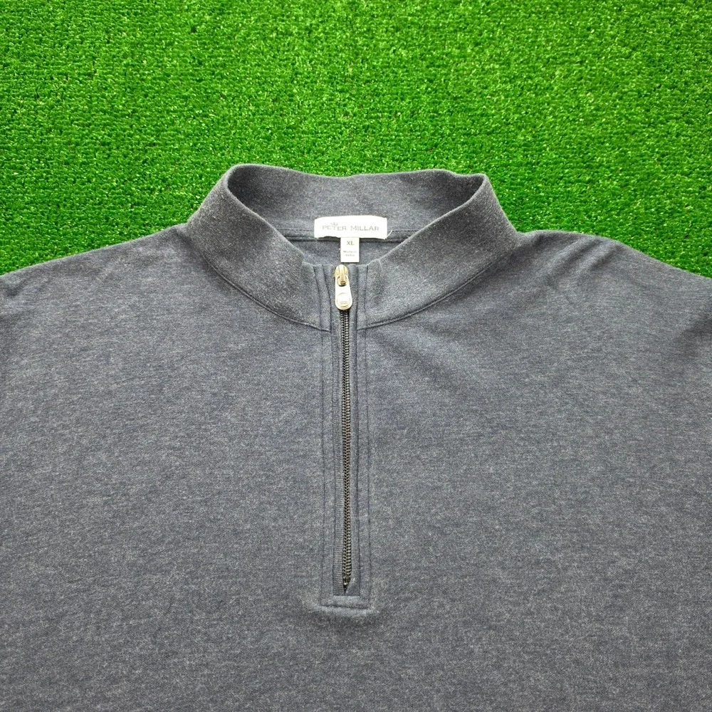 Peter Millar Crown Sweater Mens XL Heather Blue Quarter Zip Pullover Golf Casual